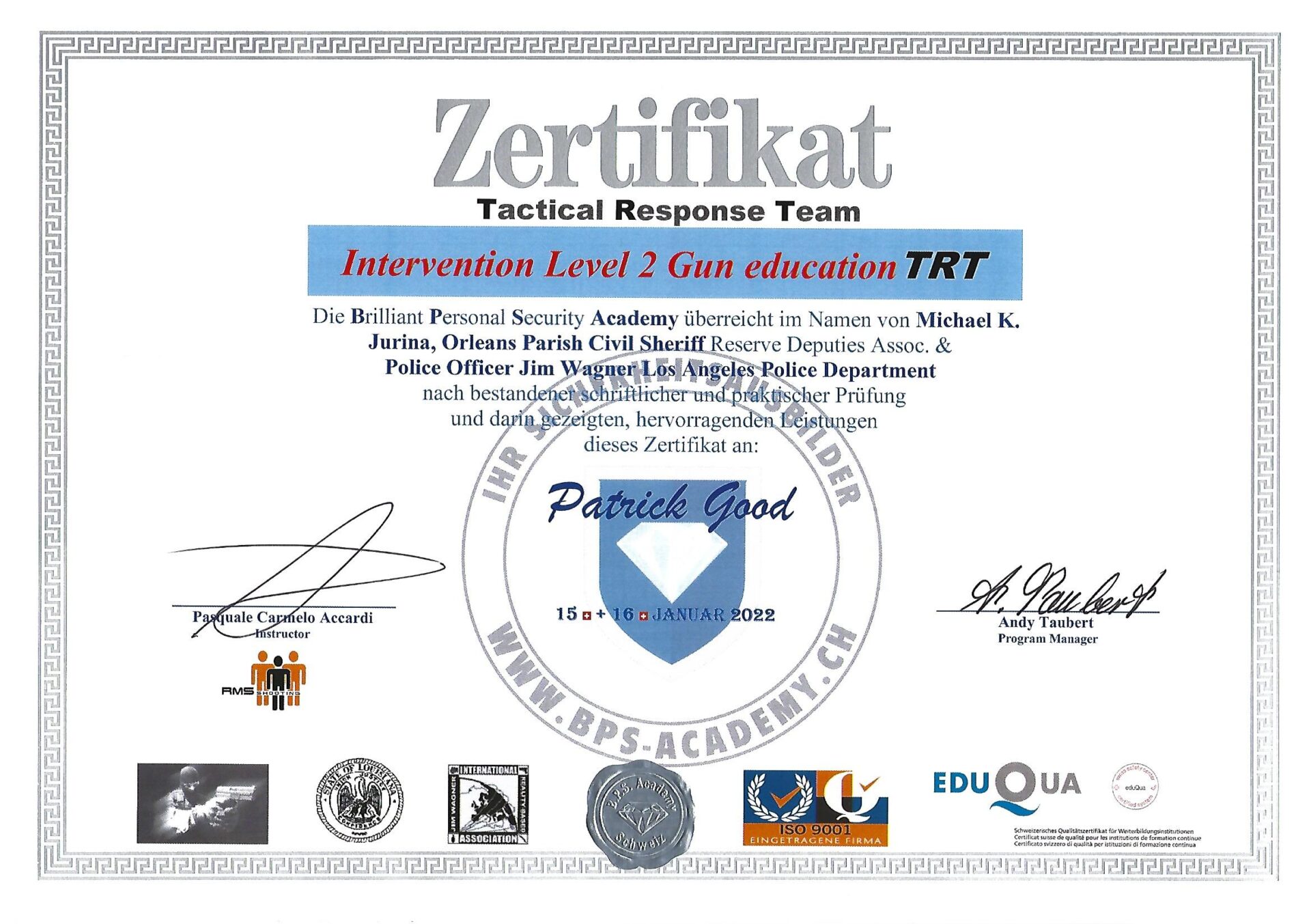 Zertifikat TRT Level2